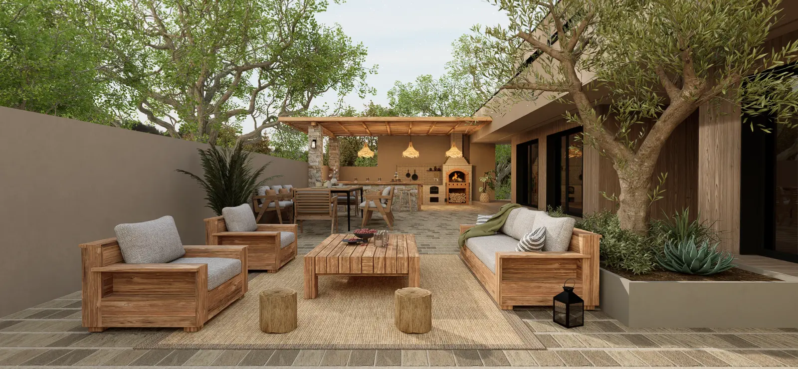 Modern Mediterranean Style: Private Garden Social Hub